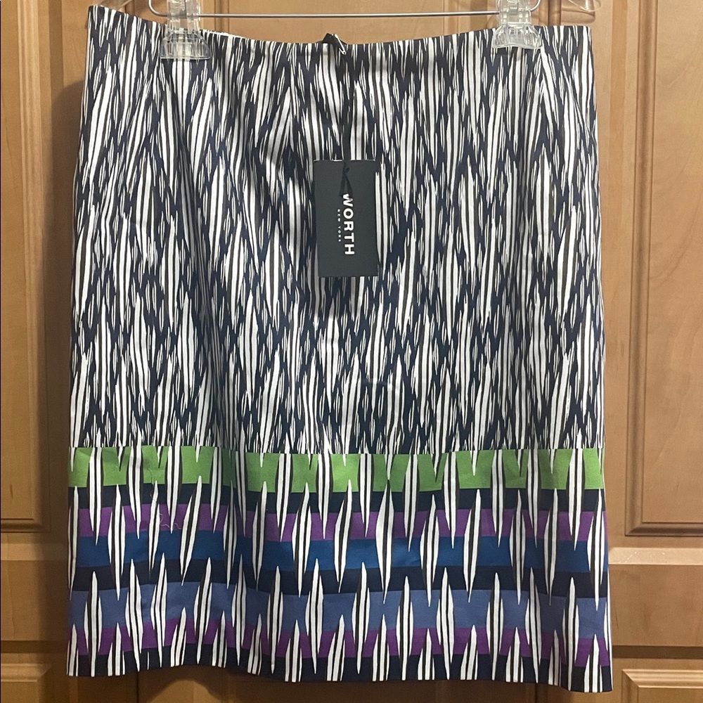 Worth Women's Blue, Green, and Purple Patterned Pencil Skirt Size 12